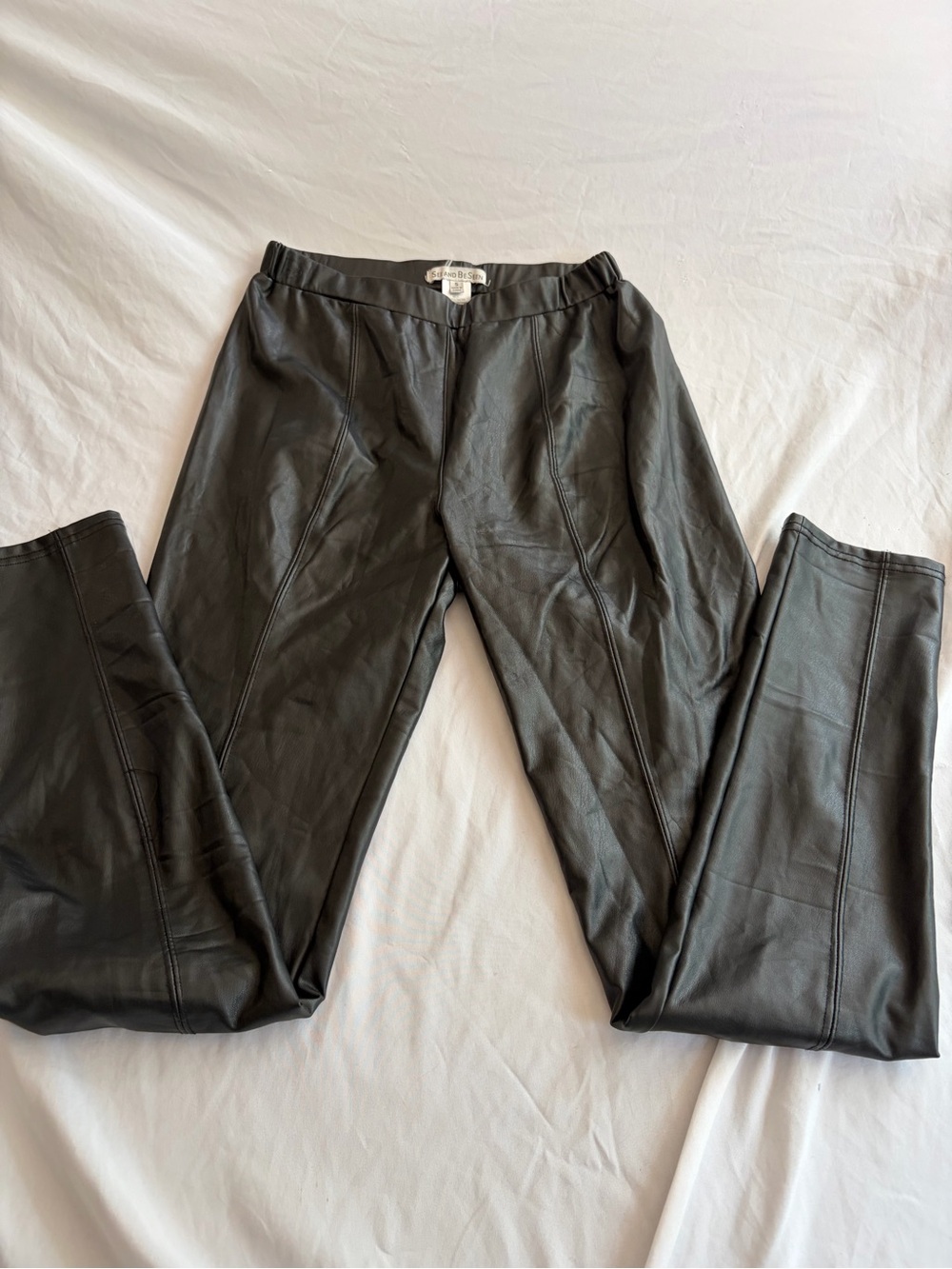 See and Be Seen  Black Faux Leather Dress Pants - Slim Tailored Fit Sizes S